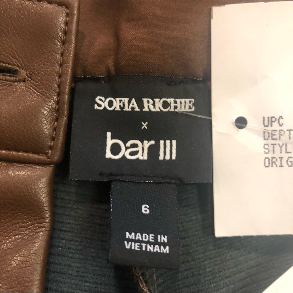 BAR III/ Sophia Richie/ NWT/ Brown Faux Leather pants/Size 6 - Picture 7 of 11